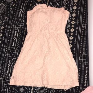 Strapless pink dress